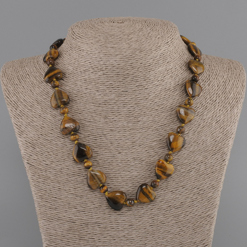 Tiger's Eye Heart Necklace 15mm+/- Bead 6mm+/-, length 45cm+/- with clasp