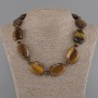 Tiger's Eye Faceted Bead Necklace 26-31×19-22 mm approx + - 8.5 mm glass bead, length 50 cm +/- with clasp