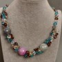 Agate Beads with Czech Crystal, length 55cm+