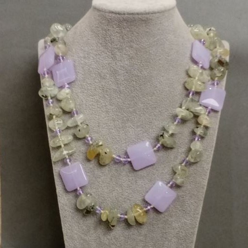 Pendant Prénit Agate, length 70cm+