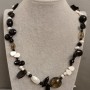 Long Necklace Agate and Smoky Quartz, 110 cm+