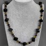 Agate Necklace with Czech Crystal, 84cm+ length