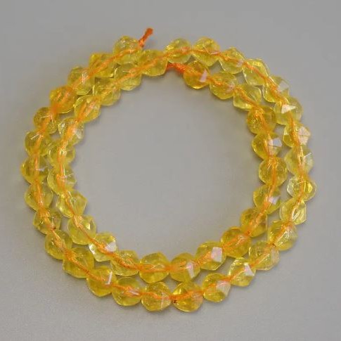 Citrine Beads facet-cut, 8x7 mm, 5mm+- diameter, 37 cm+- on thread