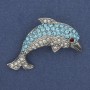Brooch Dolphin with Crystals Silvered Metal 44x25mm+