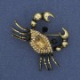 Brooch Crab with crystals golden metal 43x35mm+