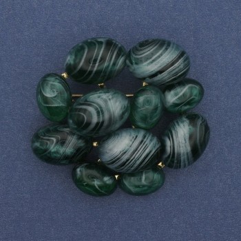 Brooch Pendant Accent Agate Gold-Tone Metal 50x46mm+