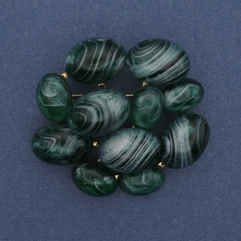 Brooch Pendant Accent Agate Gold-Tone Metal 50x46mm+