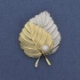 Brooch Leaf Mallorca gold-tone and silver-tone metal 39x30mm+