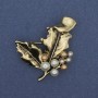 Brooch Pendant Mallorca Leaf in Golden Metal 44x35mm+