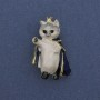 Brooch 'Queen Cat' enamelled golden metal 38x30mm+