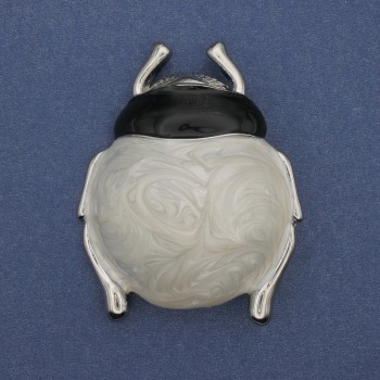 Brooch Pendant Beetle Enamelled Silver-Tone Metal 55x43mm+