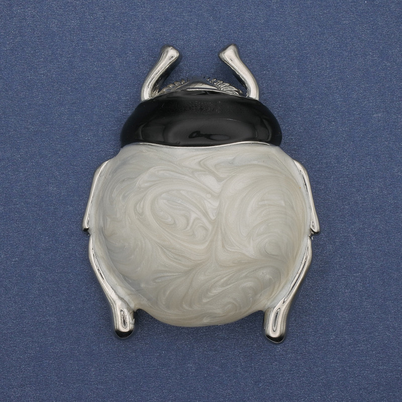 Brooch Pendant Beetle Enamelled Silver-Tone Metal 55x43mm+