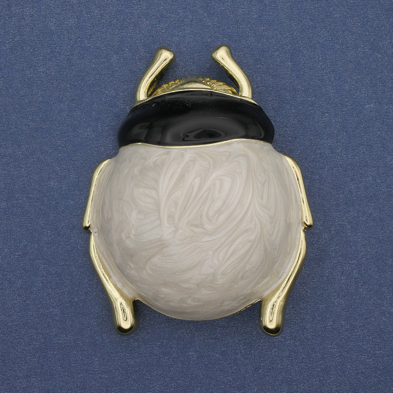 Brooch Pendant Beetle enamelled golden metal 55×43mm+