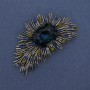 Brooch Accent with blue crystal, rhinestones, silver metal 60x42mm+