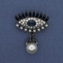 Brooch Accent Eye with Pearl Mallorca in Silver Metal 42x32mm+