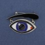 Brooch Accent Eye Enamel Silver Metal 40x28mm+