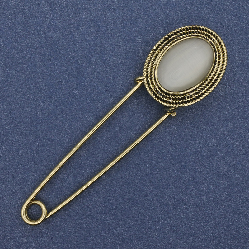 Brooch pin Cat's Eye with Golden Metal 80x22mm