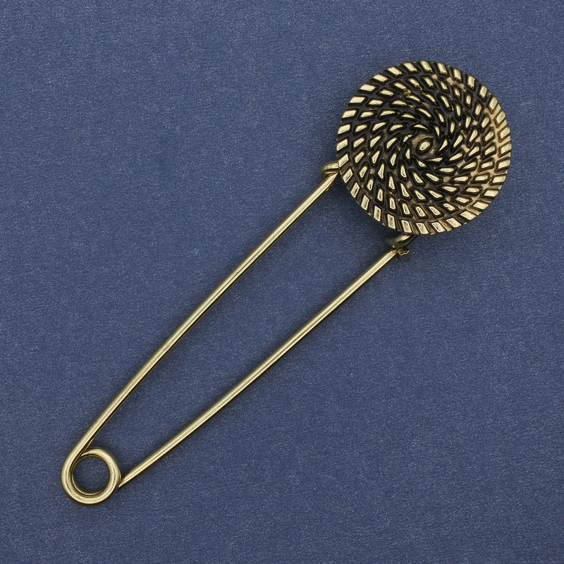 Brooch pin in golden metal 75×22mm+