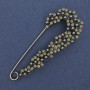 Brooch Pin with Mallorca Pearls and Rhinestones 75x31mm± silver metal