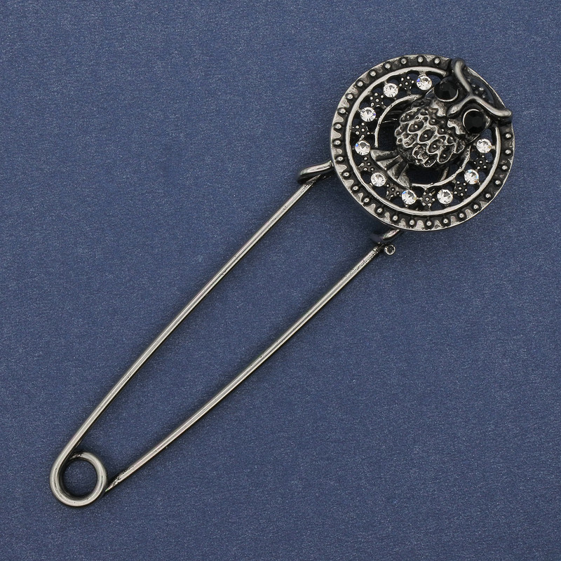 Brooch pin with rhinestones silver-tone 80x24mm±