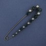 Brooch pin with Mallorca pearls and rhinestones, 103x25mm ±, dark-silver metal