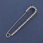 Brooch Pin with White Crystals 72×16mm± Silver-tone Metal