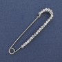 Brooch pin with white crystals silver finish 72x17mm±