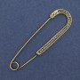 Brooch pin with grey crystals 68×19mm± gold-tone metal