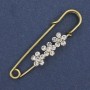 Brooch and Hairpin with White Crystals 48×10mm± Gold Tone Metal