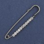 Brooch Pin with White Crystals Silver Metal 60x12mm±