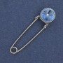 Brooch pin with blue crystal 38x10mm± silver metal