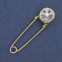 Brooch pin with white crystal 38×10mm± golden metal