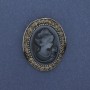 Cameo Brooch Pendant 'Lady' with Crystals, Silver-Tone Metal 43x38mm +