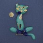 Magnetic Brooch Kitty with Enamel and Crystals in Golden Metal 62x56mm+