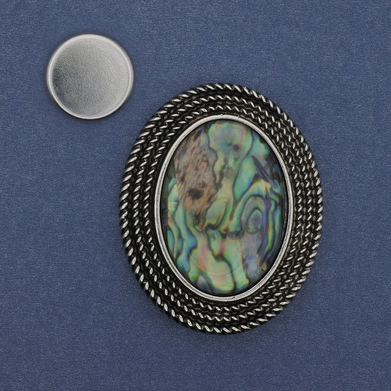 Magnetic Brooch Halotite Silver Metal 47x37mm