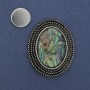 Magnetic Brooch Halotite Silver Metal 47x37mm