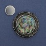 Magnetic Brooch with Chalcedony, Silver Metal 40mm+