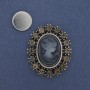 Magnet Brooch Cameo Lady with Crystals Silver Metal 43x35mm +