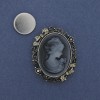 Magnetic Brooch Cameo Lady with Crystals Silver Metal 41×33mm +