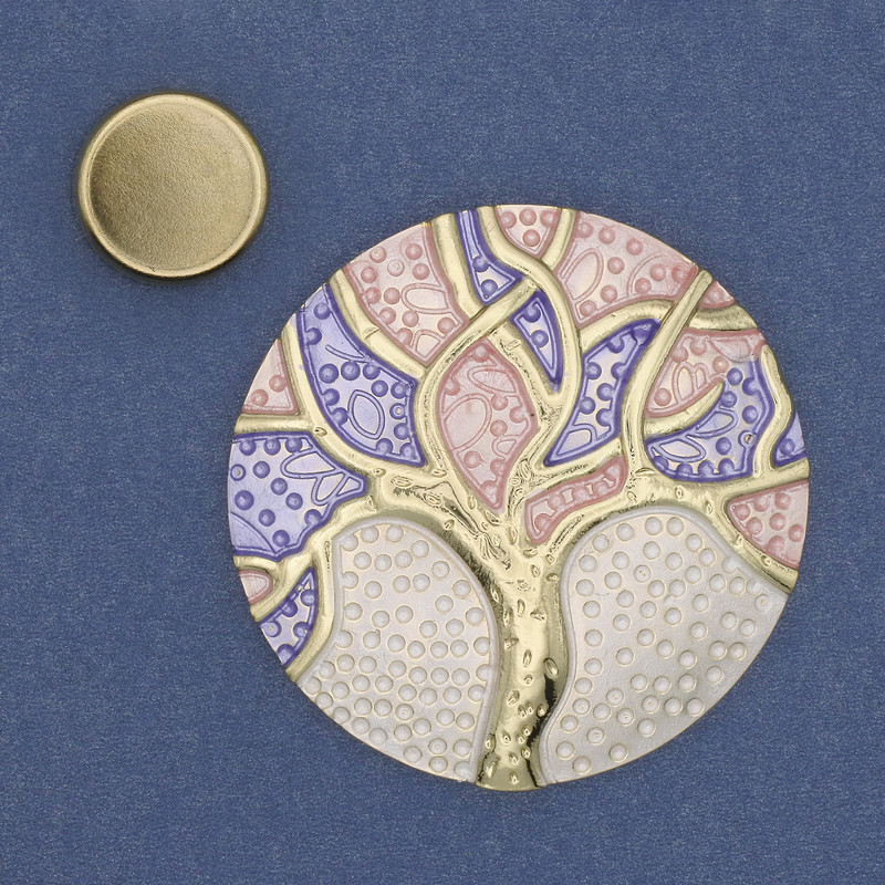 Magnetic Brooch Accent, enamelled gold-toned metal 50mm+