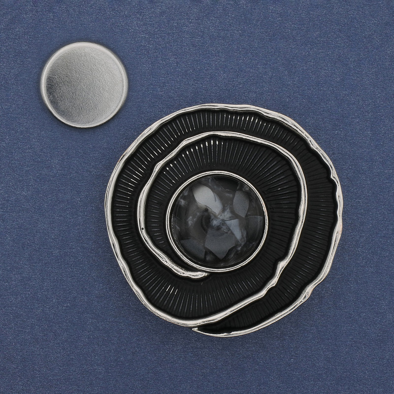 Magnetic Brooch Accent Silver Metal with Enamel 41mm+