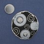 Magnetic Brooch Accent with enamel on silver-colour metal 45mm+