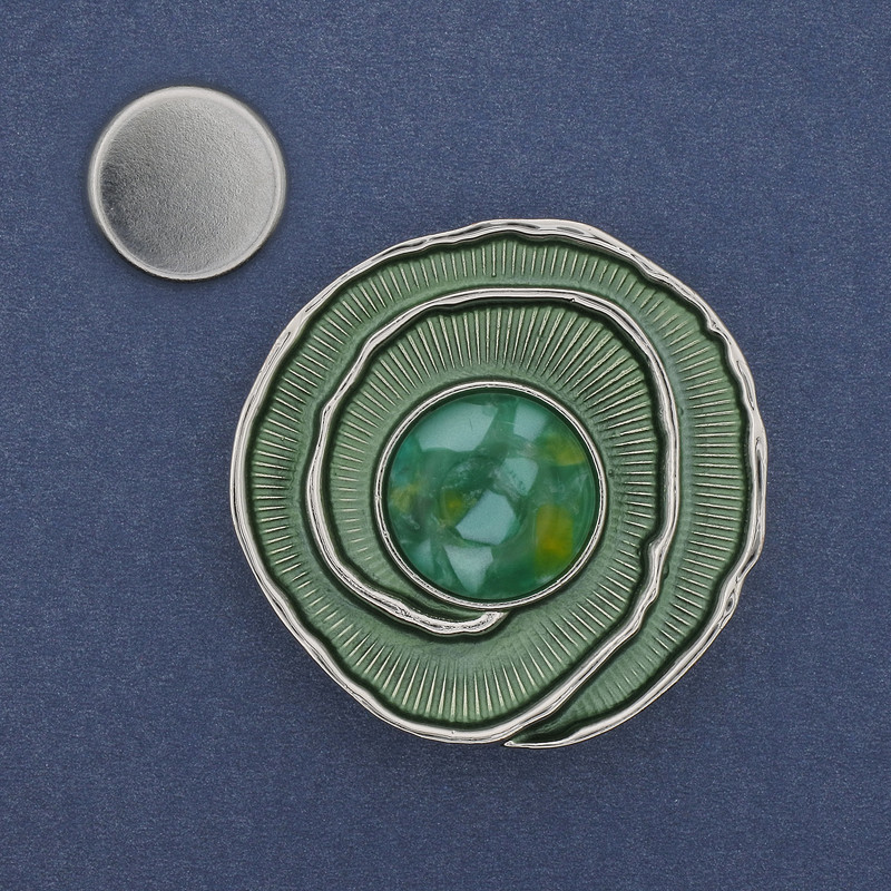Magnetic Brooch Accent Silver Enamel Metal 41mm+