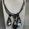 Agate Multiside Pendant on Rubber Cord, 47cm+
