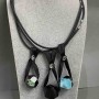 Agate Multiside Pendant on Rubber Cord, 47cm+