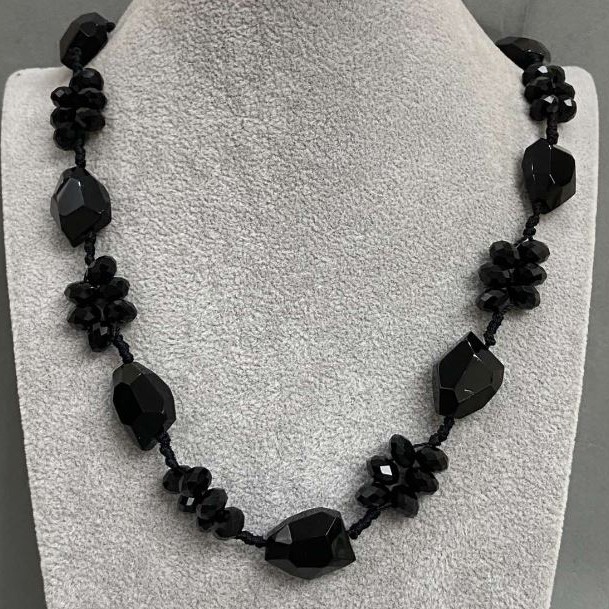 Long Necklace Agate Czech Crystal, length 110cm+