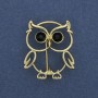 Owl Brooch with Rhinestones Golden Metal 30x26mm+
