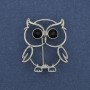 Brooch Owl with Crystals Silver-tone 30×26mm