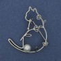Brooch 'Cat with Pearl' in silver-toned metal 40x34mm+