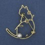 Brooch Cat with Pearl Golden Metal 40x34mm+